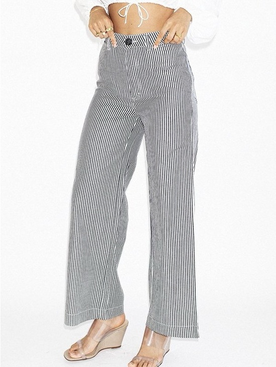 ROLLA'S Pants - ROLLA'S High-Rise Pinstripe Wide-Leg pants - navy and white